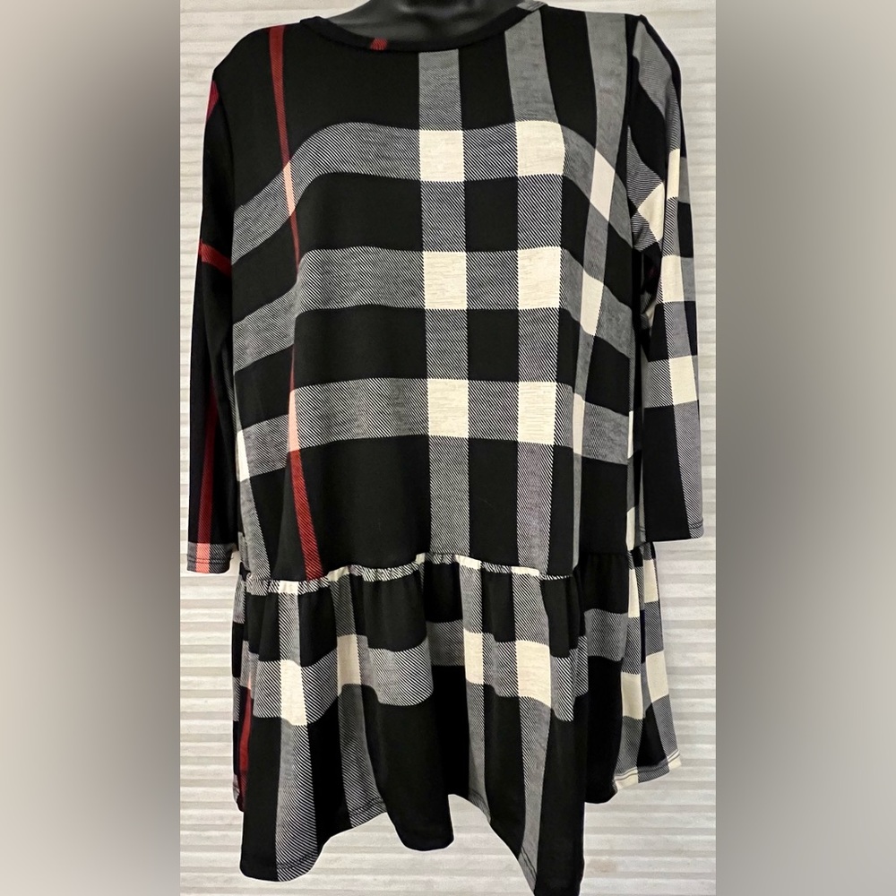 HEIMISH Black Burberry Plaid Babydoll Top Size Small NWOT
